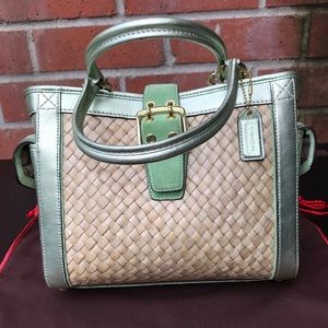 Coach Satchel Straw Handbag NWOT